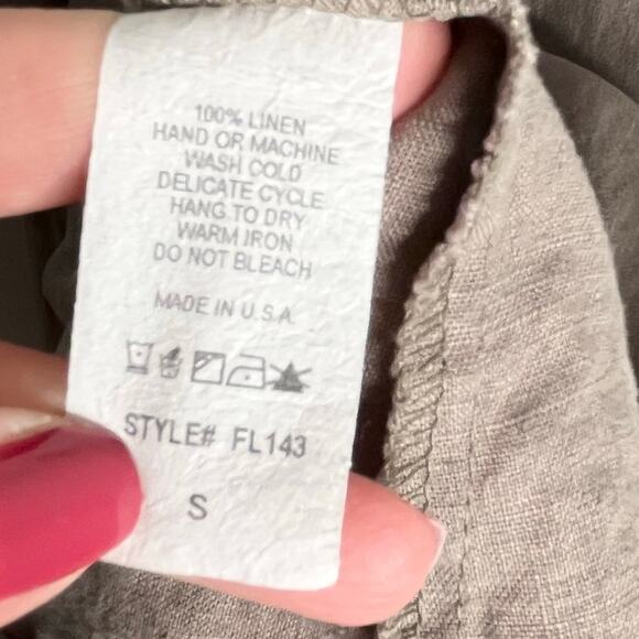 Comfy USA Linen Shirt Dress Womens Small Brown Minimalist Neutral Lagenlook - Picture 8 of 9